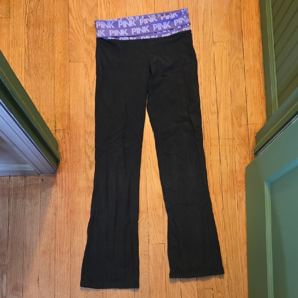 Victoria's Secret Black Pants with Purple PINK Flare